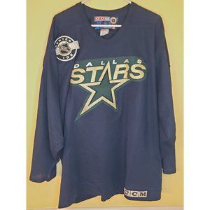 CCM Center Ice Dallas Stars NHL Hockey Practice Jersey Vintage Navy Blue Mens XL